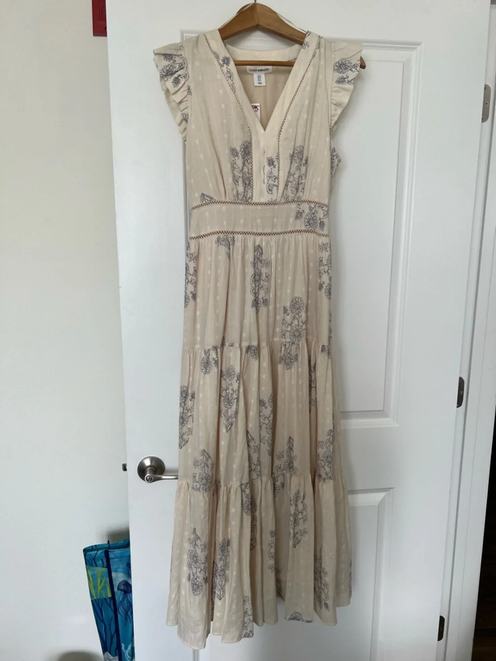 Lucky Brand Cream Maxi Dress with blue Print - Picture 2 of 5